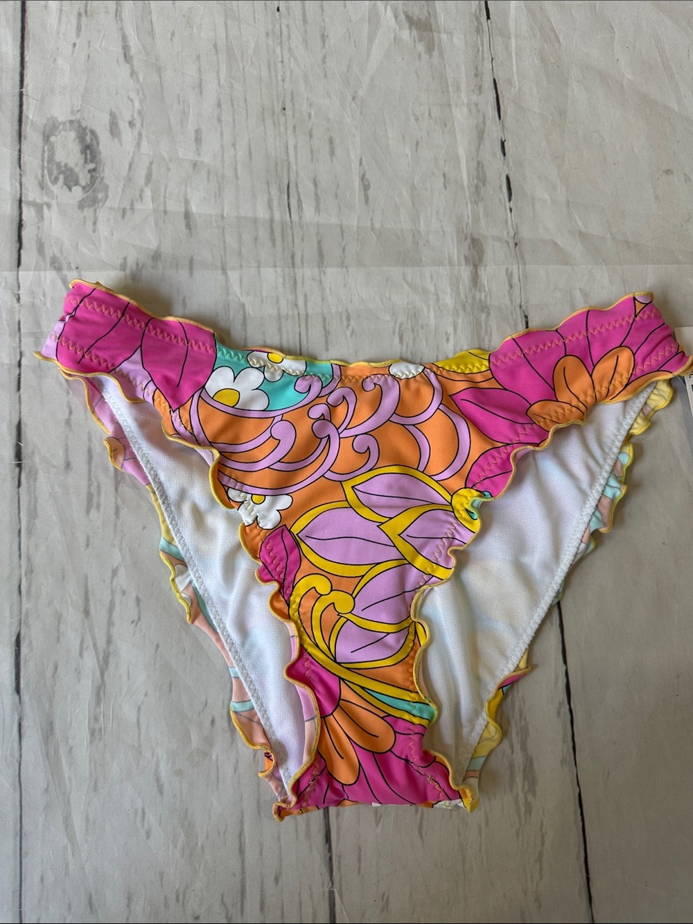 Hobie Pink & Orange Floral Ruffle Bikini Bottom xsmall